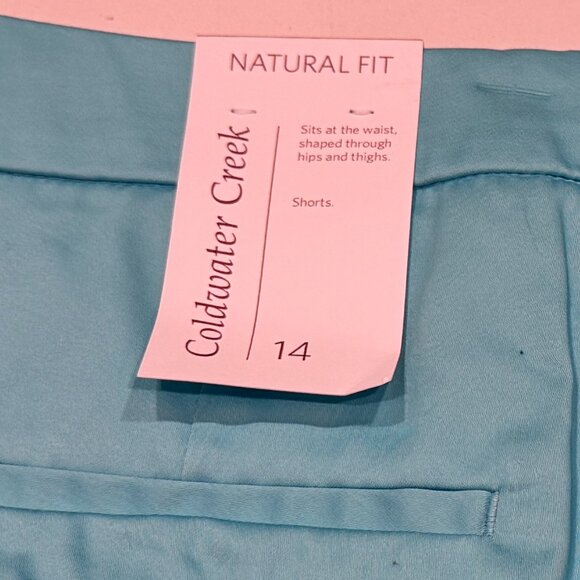 Turquoise Coldwater Creek Sateen Walking Shorts, Sz 14 - Picture 4 of 6